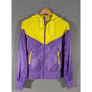Nike neon yellow and purple bomber wind breaker jacket colorblock Size Small